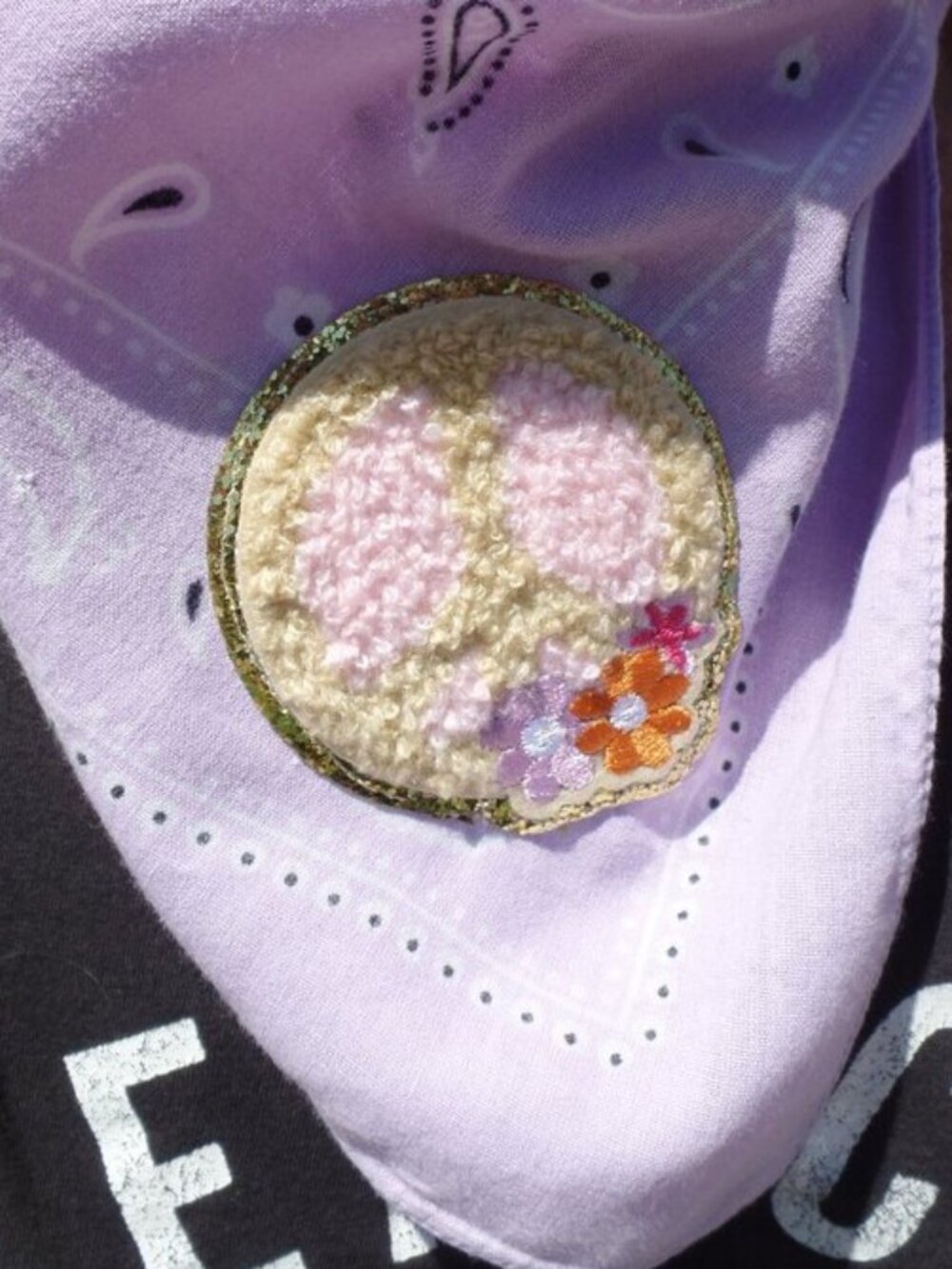 Hand Crafted LILAC Bandana PEACE SIGN BLING Edges